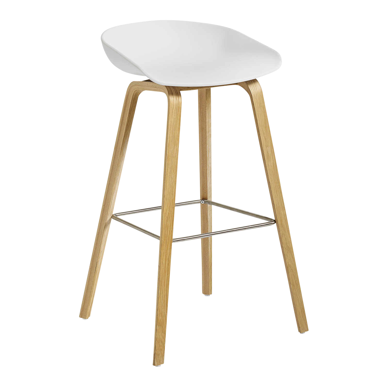 About a Stool AAS32 High Barstuhl, Sitz Polypropylen concrete grey 2.0 (recycled), Untergestell eiche wasserbasiert lackiert von Hay