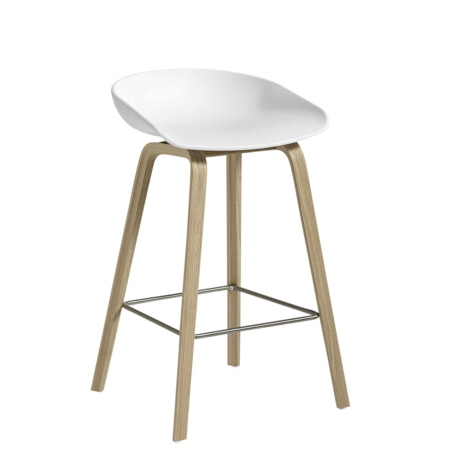 About a Stool AAS32 Low Barstuhl, Sitz Polypropylen dusty mint 2.0 (recycled), Untergestell eiche geseift von Hay