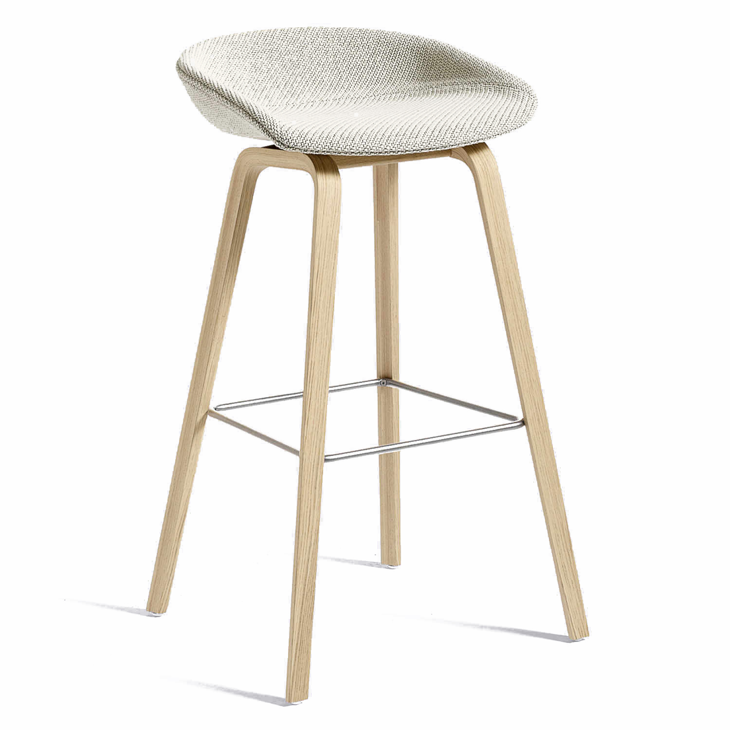 About a Stool AAS33 Barhocker, Stoff 0123 remix by kvadrat, Untergestell eiche schwarz wasserbasiert lackiert, Sitzhöhe hoch 74 cm von Hay