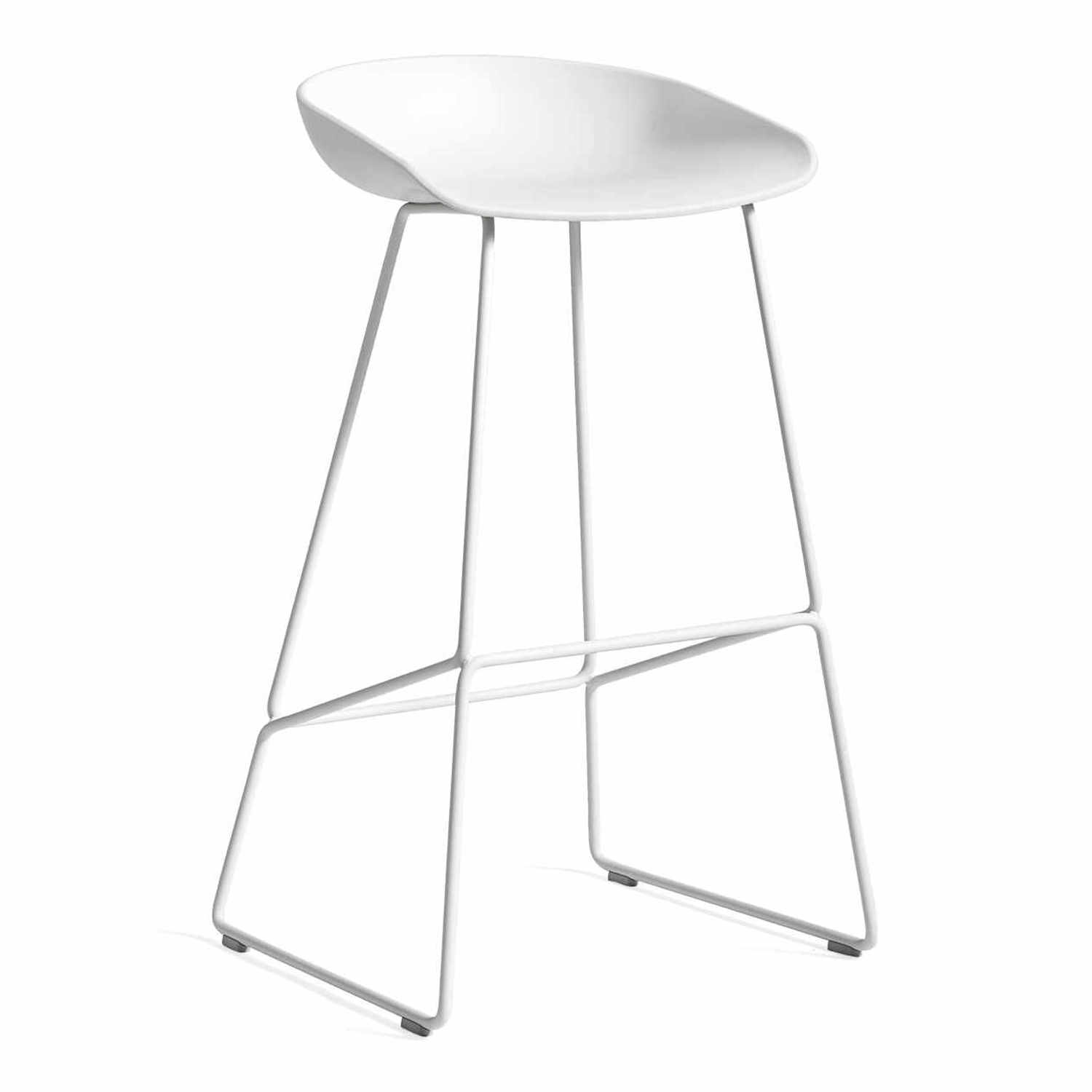 About a Stool AAS38 High Barstuhl, Sitz Polypropylen melange cream 2.0 (recycled), Untergestell stahl, pulverbeschichtet weiss von Hay