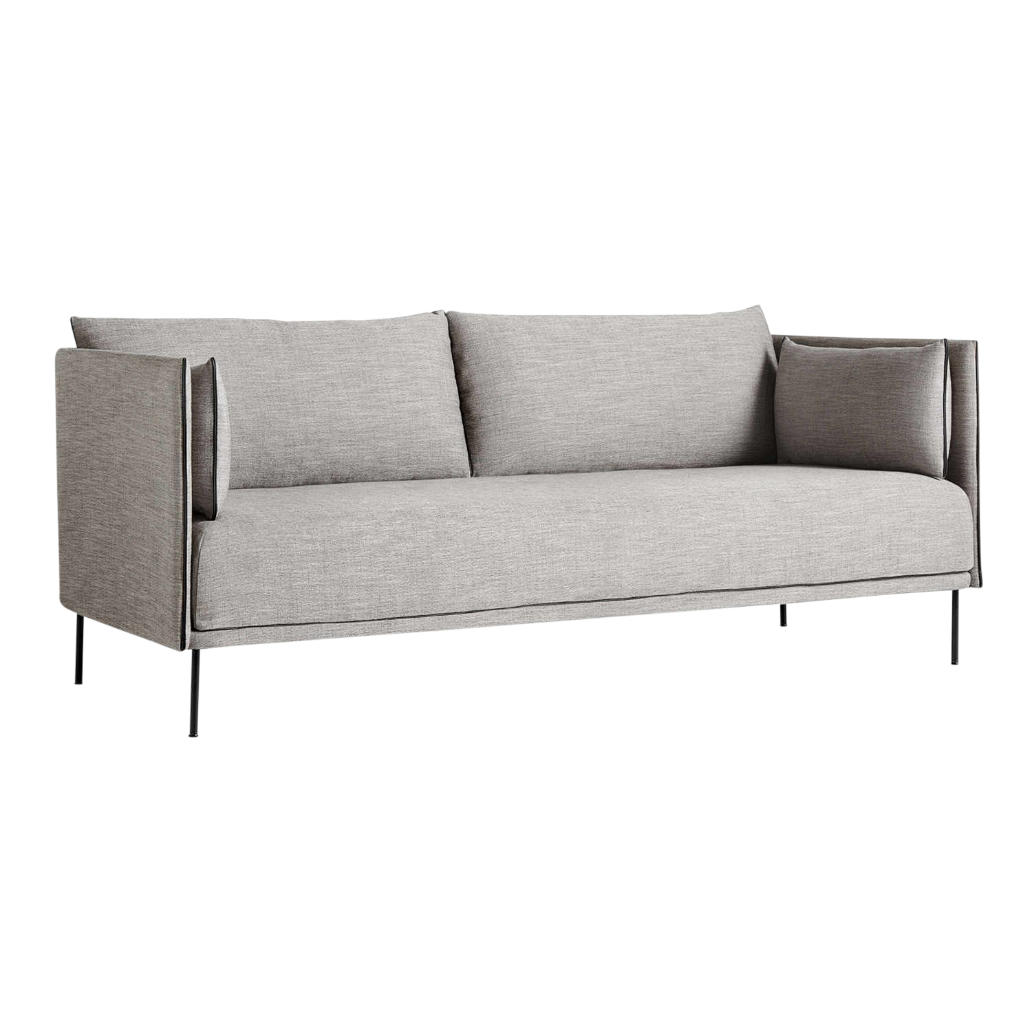 Silhouette 2 Seater 2er Sofa, Stoff 0543 remix by kvadrat, Keder leder cognac, Untergestell stahl, chrom von Hay