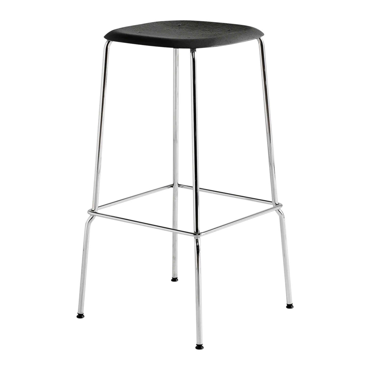 Soft Edge 80 High Barhocker, Sitz eiche, geräuchert wasserbasiert lackiert, Untergestell stahl, pulverbeschichtet schwarz Soft Edge 80 High Barhocker, Sitz eiche, geräuchert wasserbasiert lackiert, Untergestell stahl, pulverbeschichtet schwarz von Hay