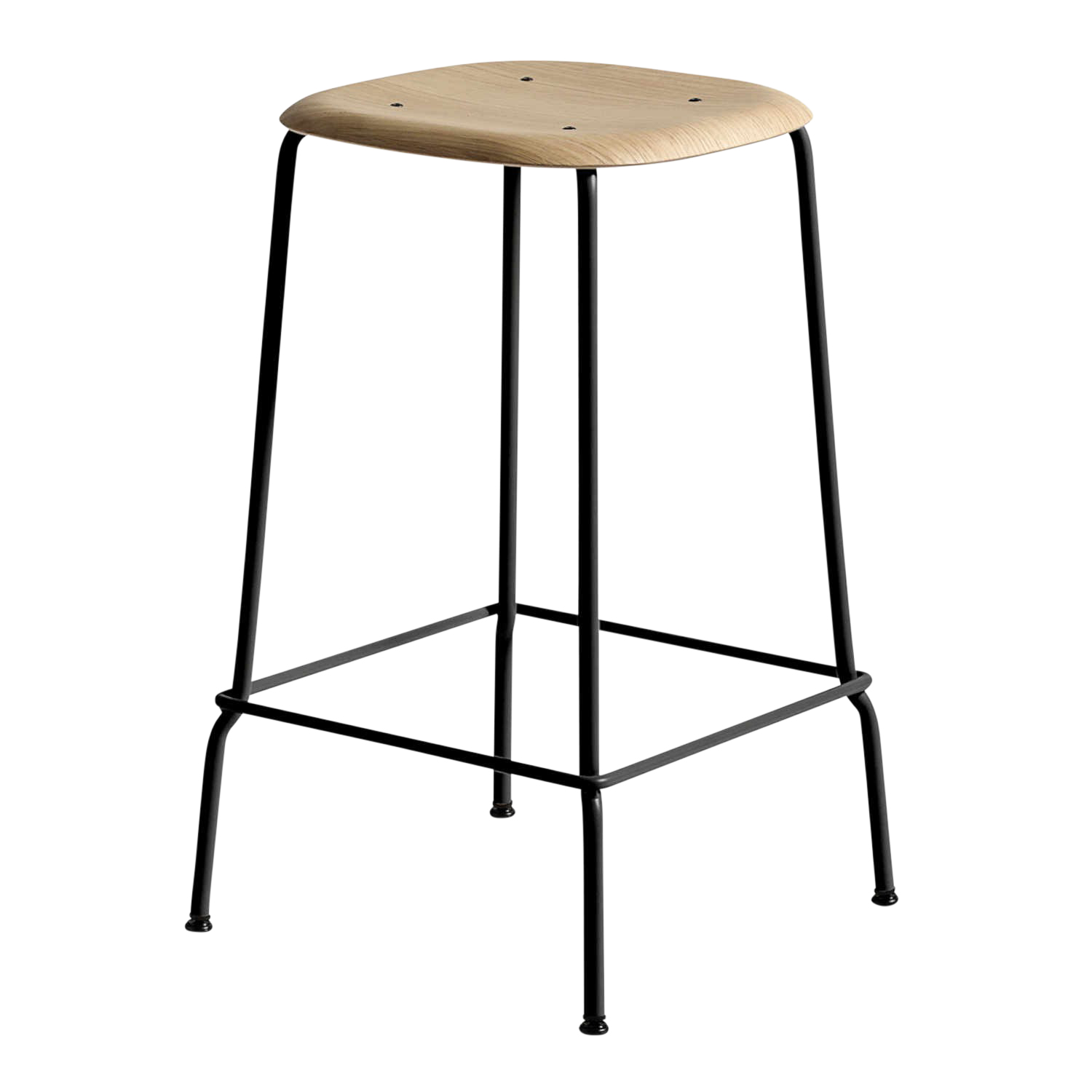 Soft Edge 80 Low Barhocker, Sitz eiche, soft grey wasserbasiert lackiert, Untergestell stahl, pulverbeschichtet schwarz Soft Edge 80 Low Barhocker, Sitz eiche, soft grey wasserbasiert lackiert, Untergestell stahl, pulverbeschichtet schwarz von Hay