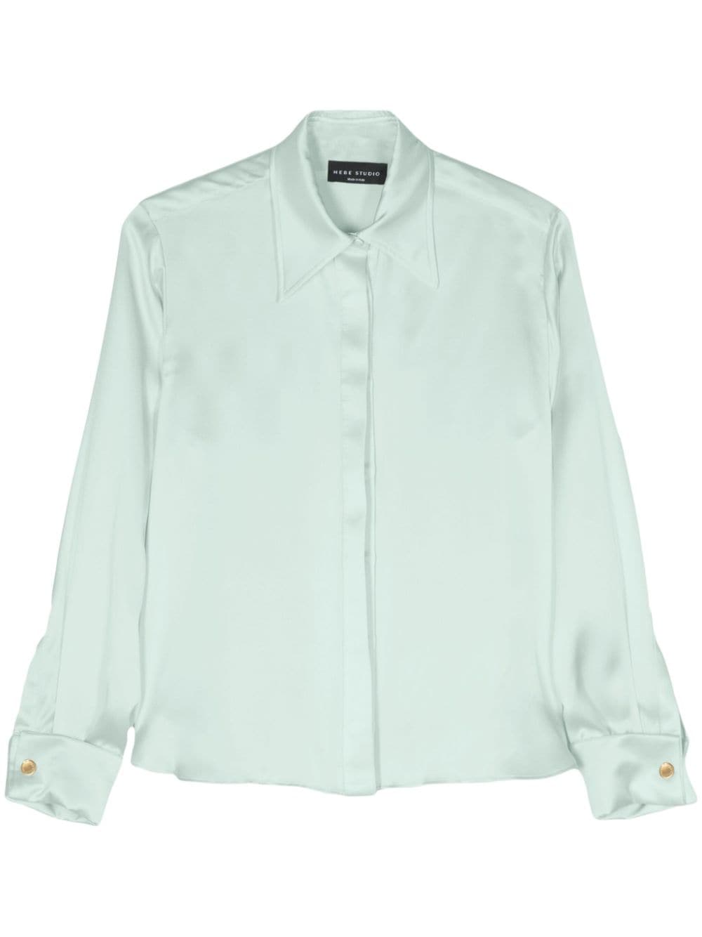 Hebe Studio pointed-collar silk shirt - Green