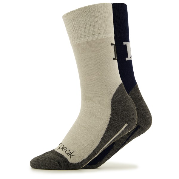 Heber Peak - EvergreenHe. Hiking Crew Socks 2-Pack - Wandersocken Gr 37-39;40-42;43-45;46-48 beige;schwarz von Heber Peak