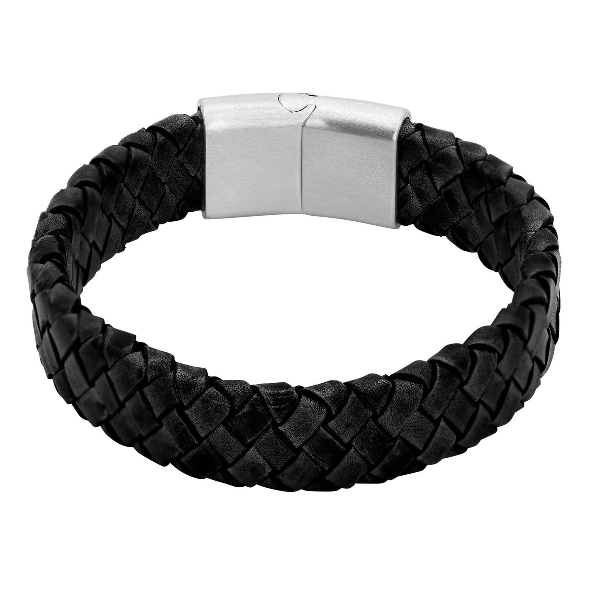 Lederarmband Keno Damen Schwarz 23cm von Heideman