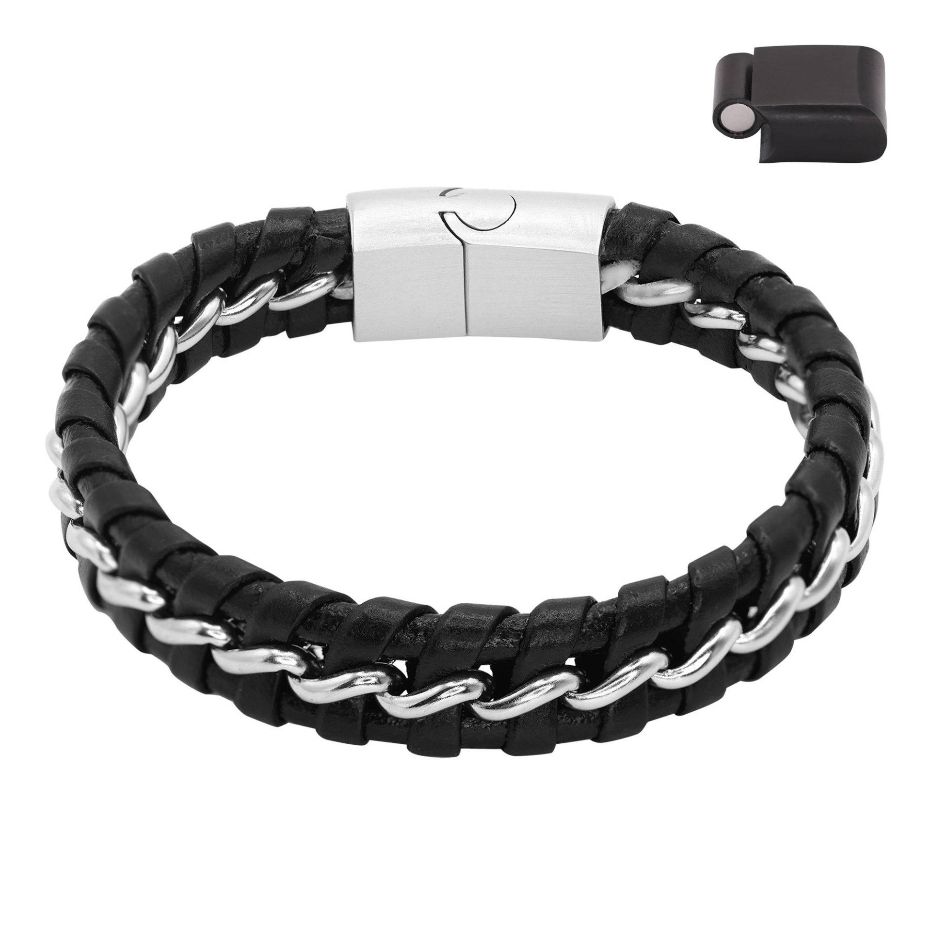 Lederarmband Laurin Damen Schwarz 17cm von Heideman