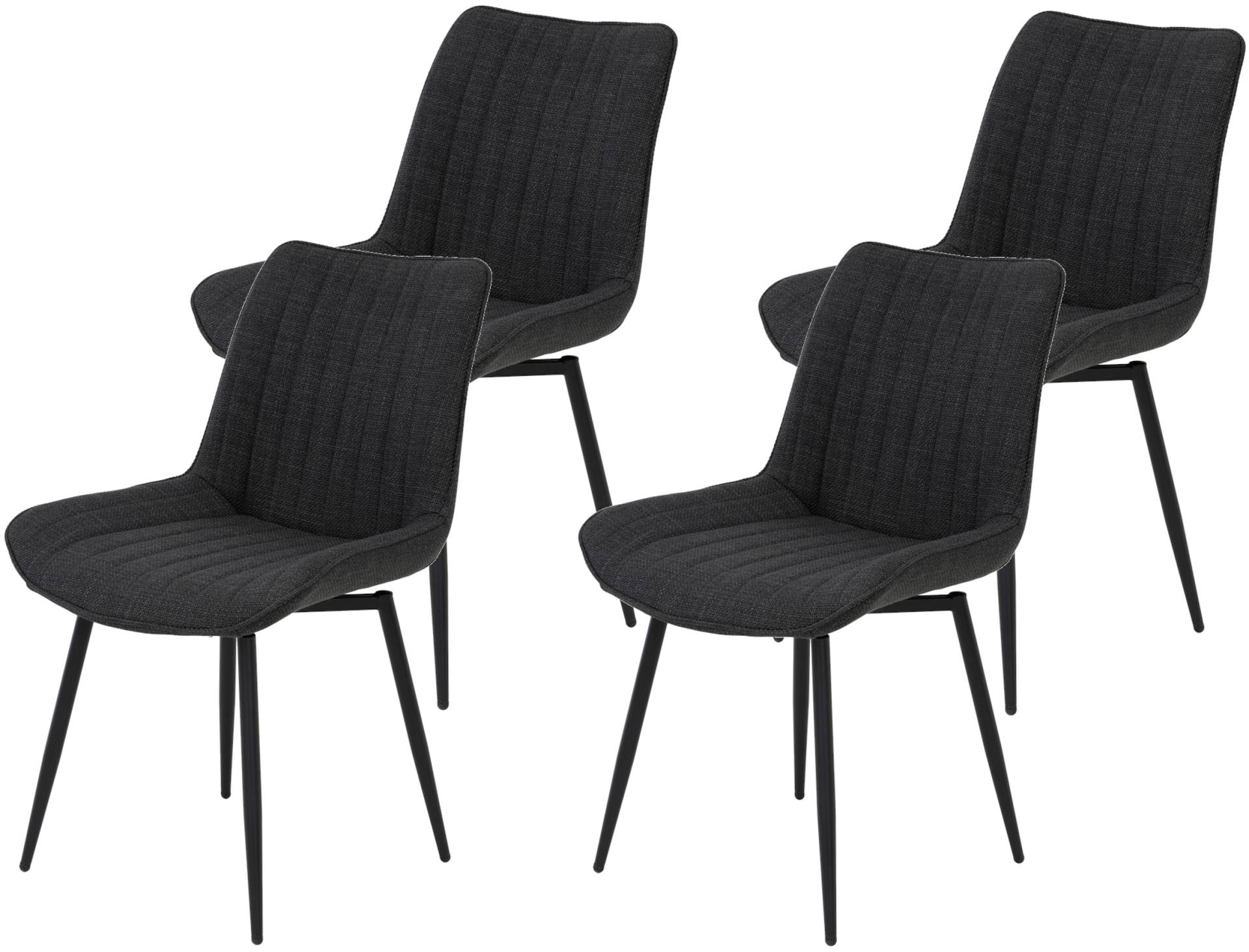 HELA Drehstuhl »Vierfussstuhl BERGEN«, (Set), 4 St., Webstoff, Esszimmerstuhl, XL-Sitzbreite, 360° drehbar von Hela