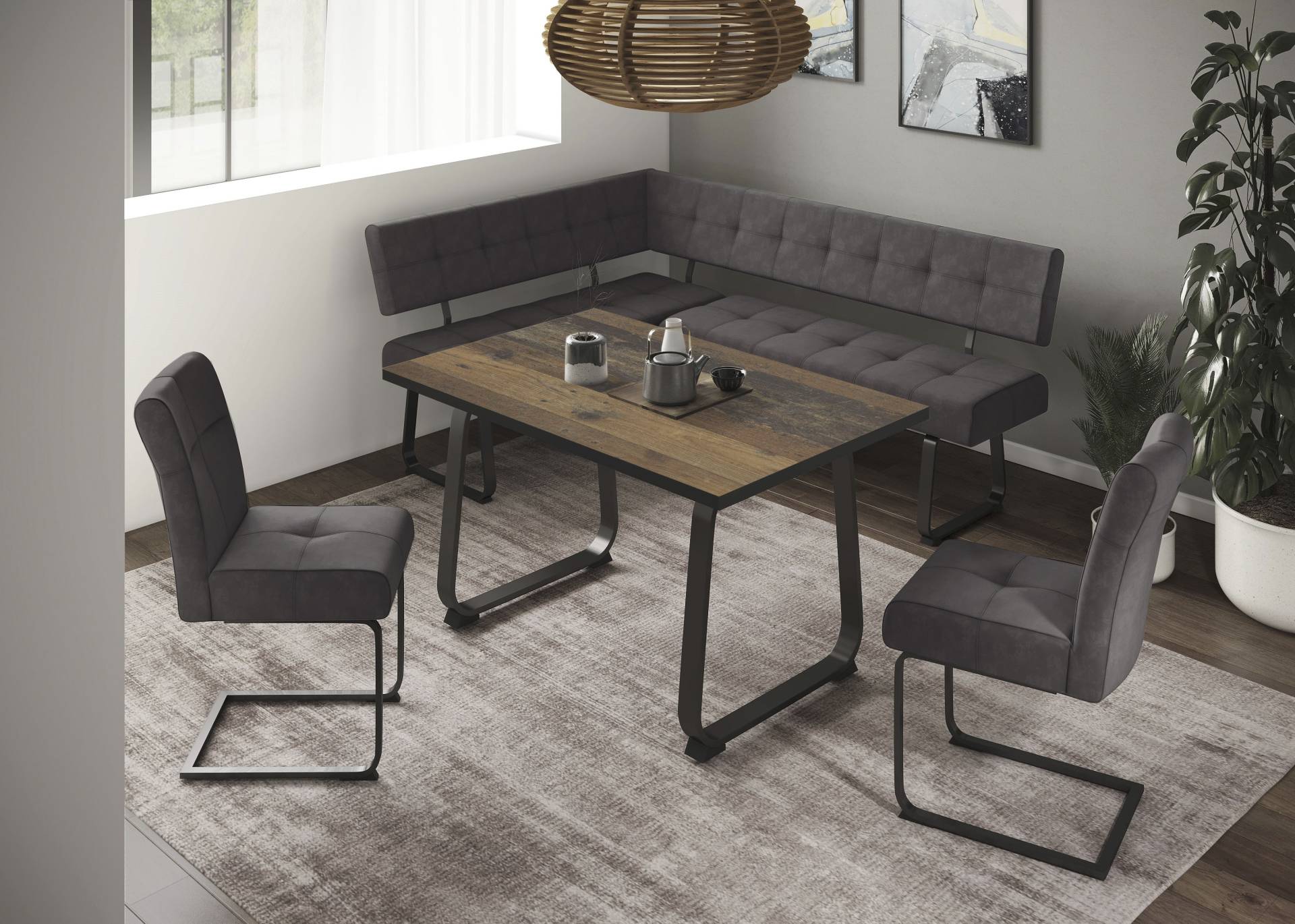 HELA Essgruppe »RUHR«, (4 tlg.), Kufentisch 140x90 cm, Schwingstuhl und Bank mit Federkorb, Komfortsitz von Hela