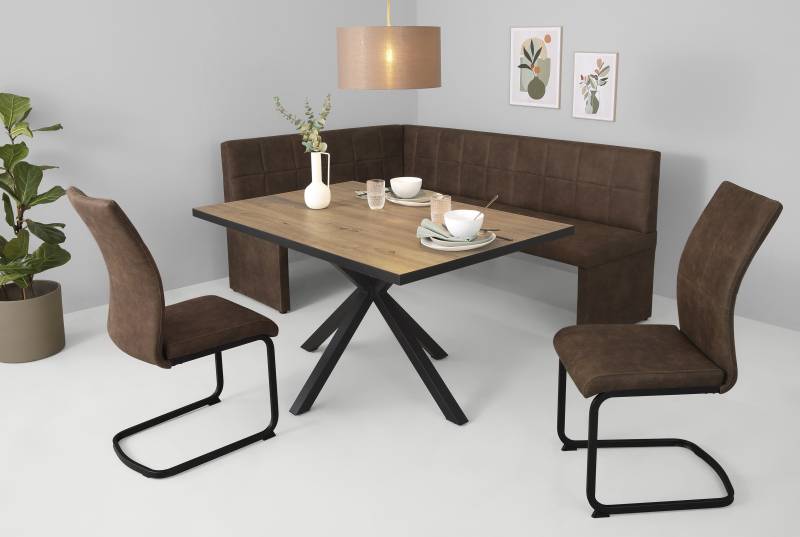 HELA Essgruppe »SPREE«, (4 tlg.), Esstisch 140x90 cm mit Dickkante, Microfaserbezug von Hela