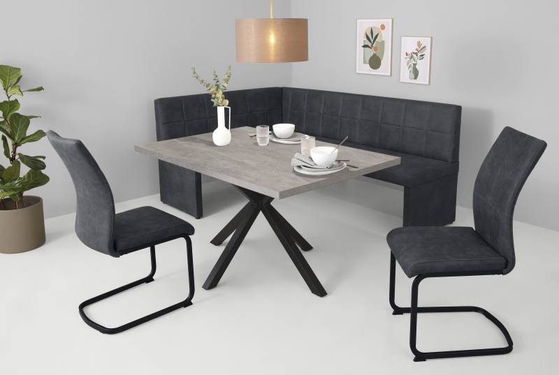 HELA Essgruppe »SPREE«, (4 tlg.), Esstisch 140x90 cm mit Dickkante, Microfaserbezug von Hela