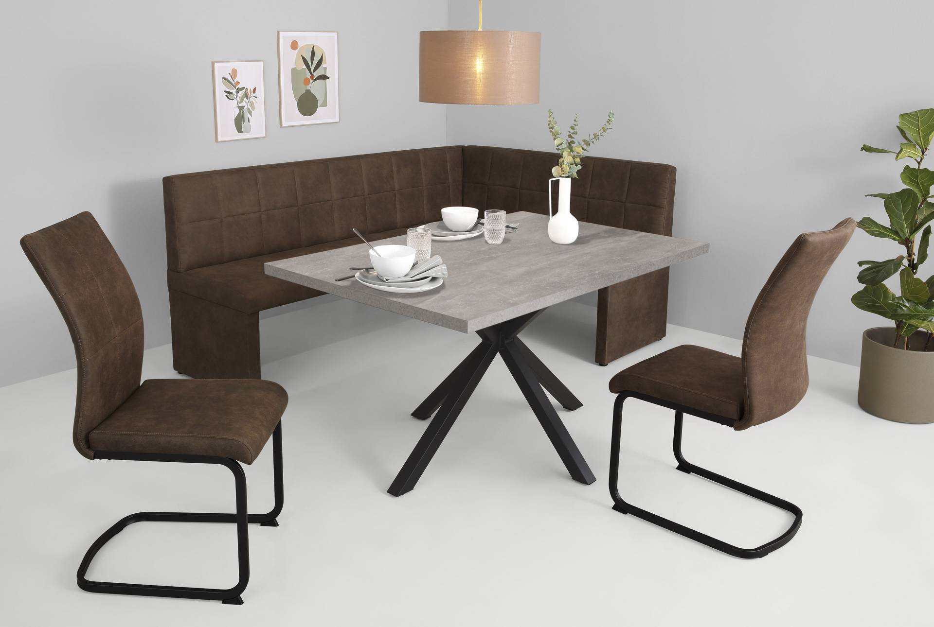 HELA Essgruppe »SPREE«, (4 tlg.), Esstisch 140x90 cm mit Dickkante, Microfaserbezug von Hela