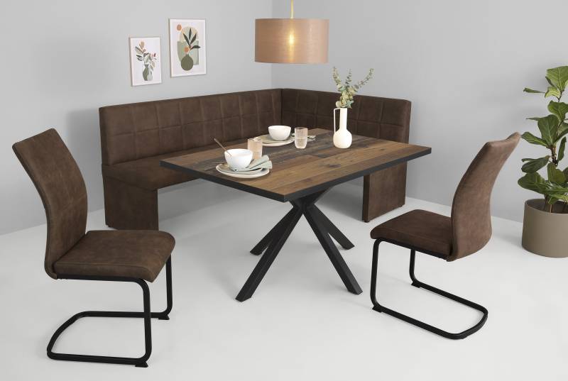 HELA Essgruppe »SPREE«, (4 tlg.), Esstisch 140x90 cm mit Dickkante, Microfaserbezug von Hela