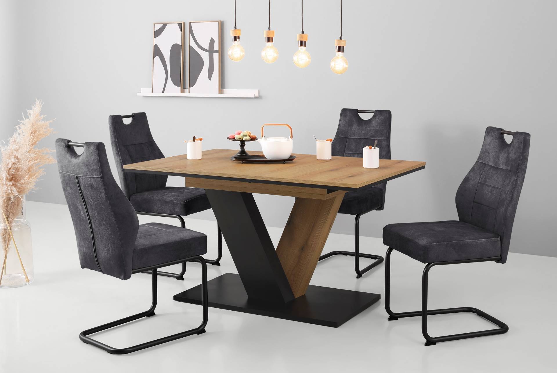 HELA Esszimmerstuhl »Linda S Schwingstuhl BESTSELLER«, (Set), 1 St., Samtvelours, mit Taschenfederkern Sitz, mit 140KG belastbar, Freischwinger von Hela