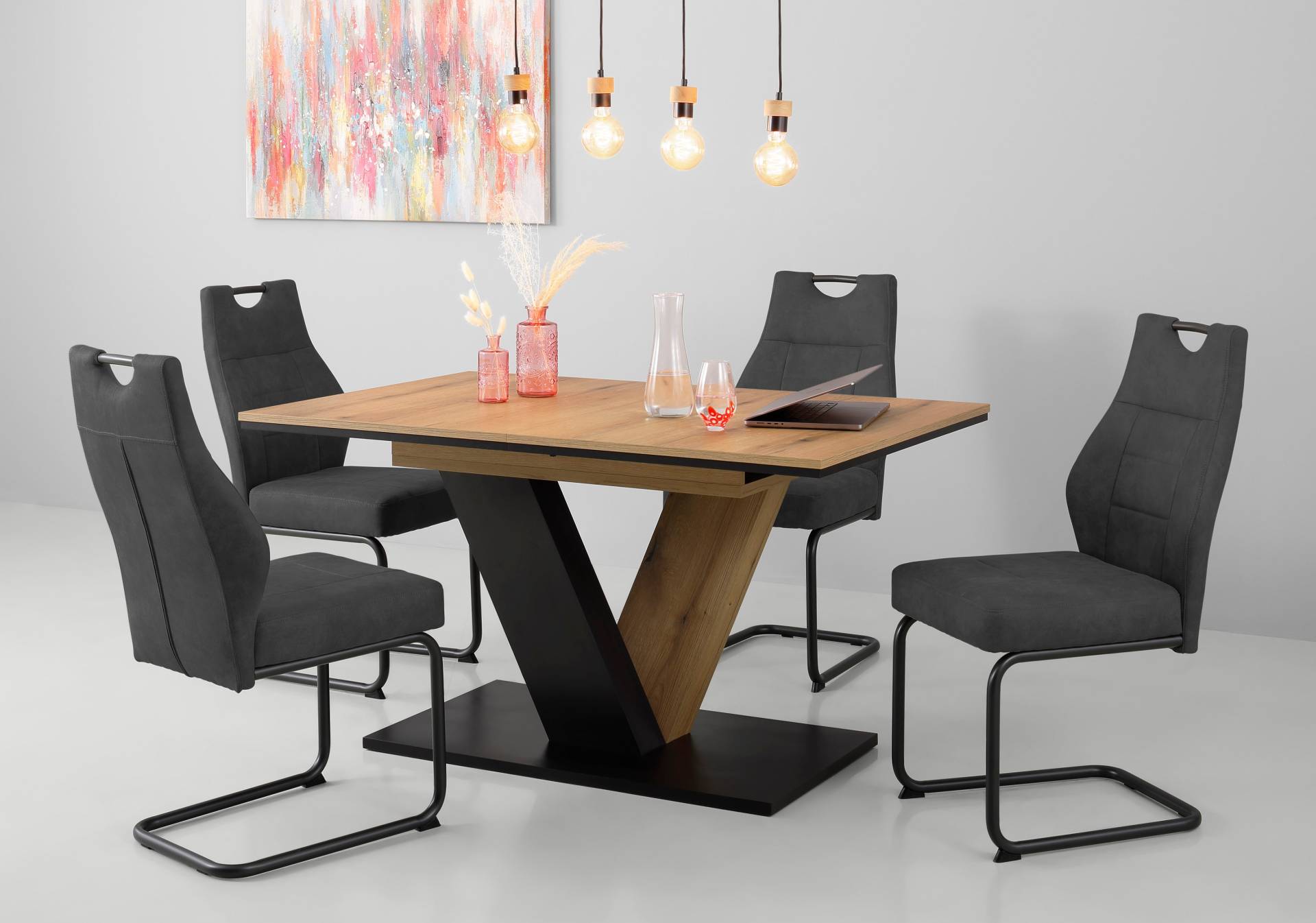HELA Esszimmerstuhl »Linda S Schwingstuhl BESTSELLER«, (Set), 2 St., Microfaser, mit Taschenfederkern Sitz, mit 140KG belastbar, Freischwinger von Hela