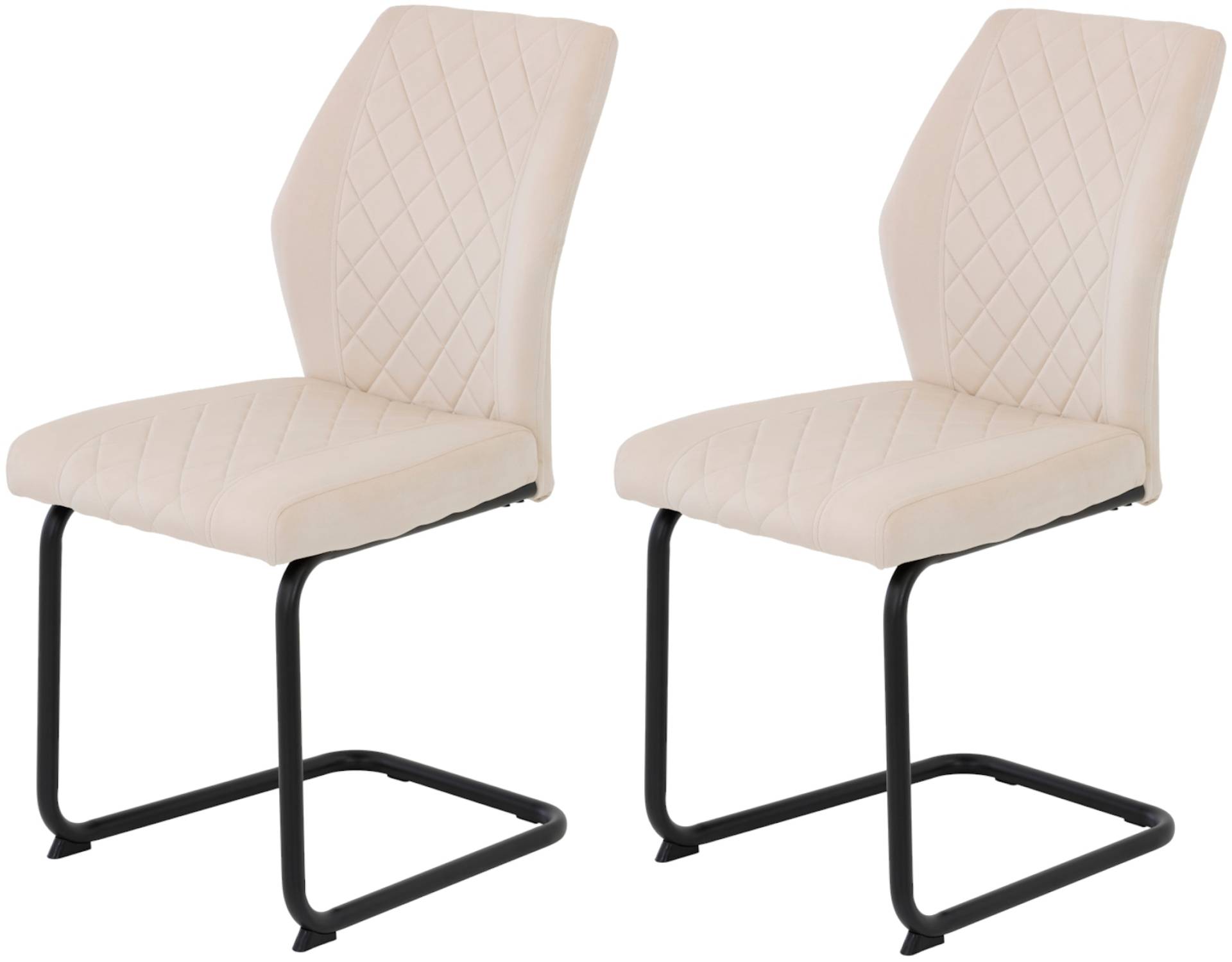 HELA Freischwinger »Freischwinger DALLAS 140kg belastbar, mit Rautensteppung«, (Set), 2 St., Samtvelours VELVET, Esszimmerstuhl, Rücken und Sitz ergonomisch gepolstert von Hela