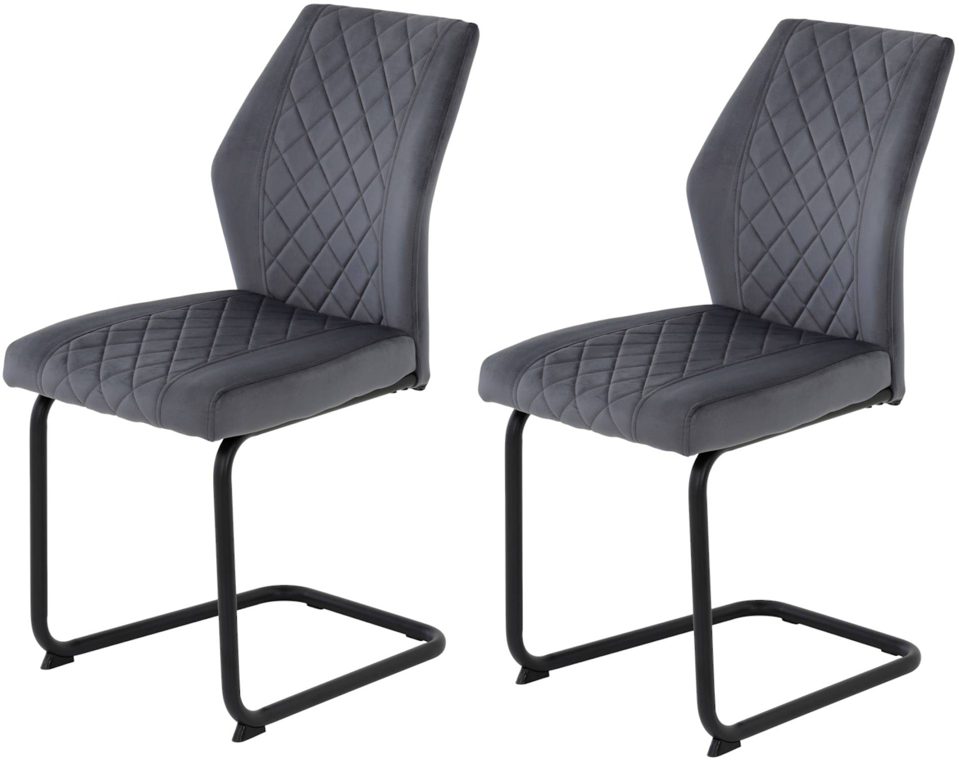 HELA Freischwinger »Freischwinger DALLAS 140kg belastbar, mit Rautensteppung«, (Set), 2 St., Samtvelours VELVET, Esszimmerstuhl, Rücken und Sitz ergonomisch gepolstert von Hela