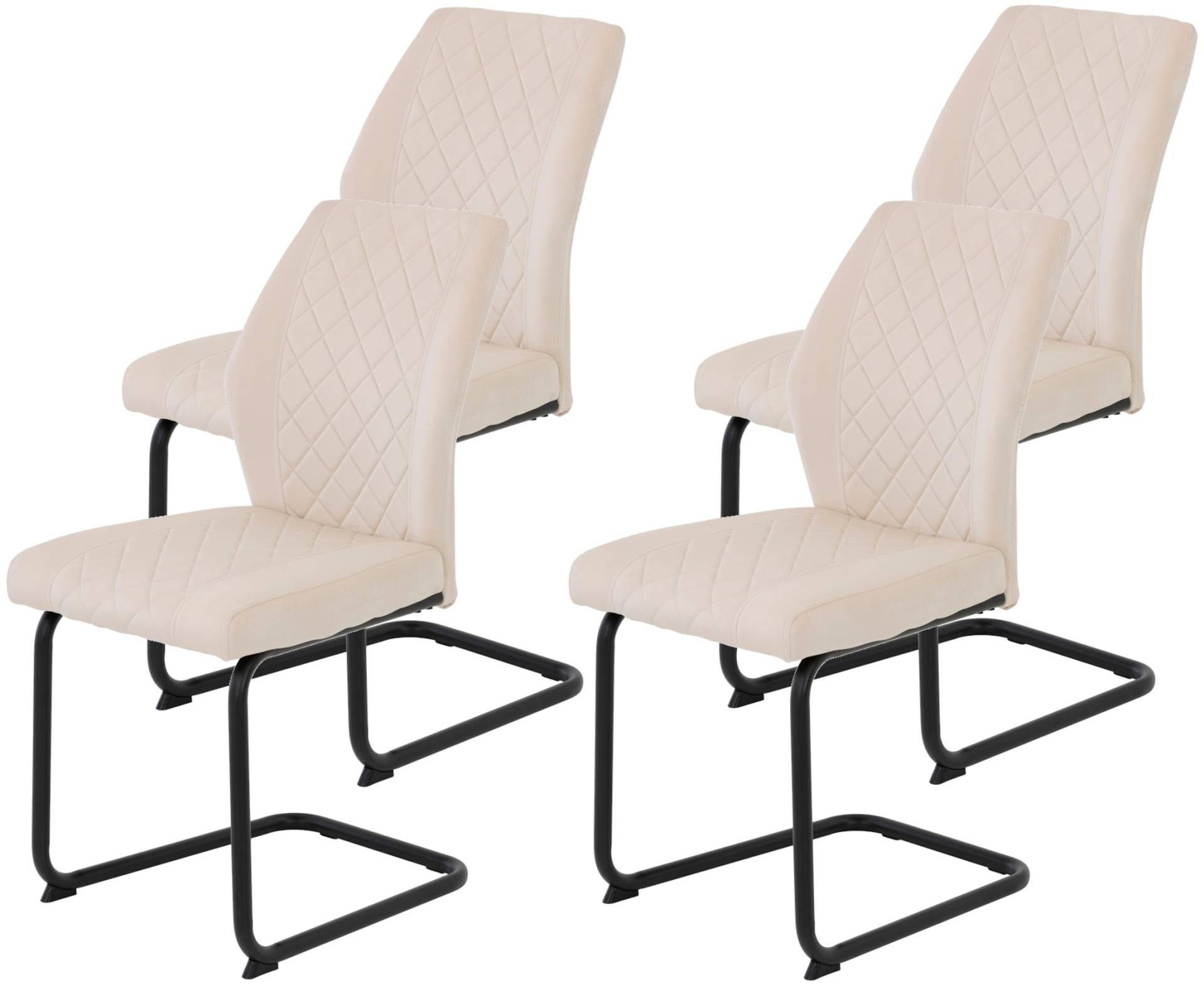 HELA Freischwinger »Freischwinger DALLAS 140kg belastbar, mit Rautensteppung«, (Set), 4 St., Samtvelours VELVET, Esszimmerstuhl, Rücken und Sitz ergonomisch gepolstert von Hela