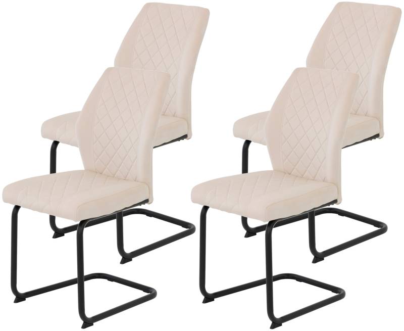HELA Freischwinger »Freischwinger DALLAS 140kg belastbar, mit Rautensteppung«, (Set), 4 St., Samtvelours VELVET, Esszimmerstuhl, Rücken und Sitz ergonomisch gepolstert von Hela