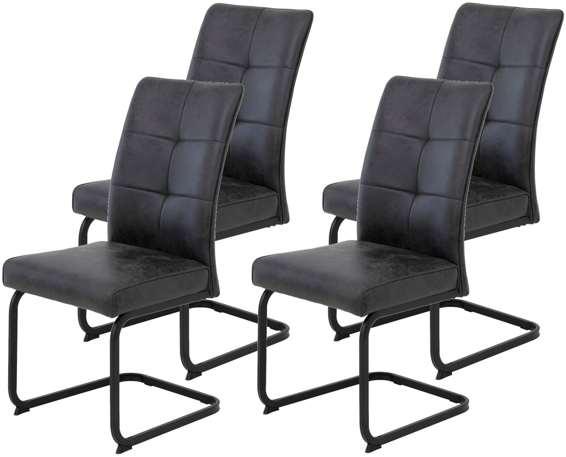 HELA Freischwinger »Freischwinger TOLEDO mit Komfortsitz, gepolstert, Bezug Microfaser«, (Set), 4 St., Microfaser, Esszimmerstuhl, pflegeleicht, Vierkantrohrgestell pulverbeschichtet von Hela