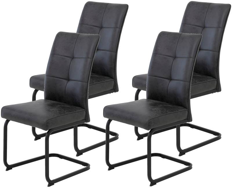HELA Freischwinger »Freischwinger TOLEDO mit Komfortsitz, gepolstert, Bezug Microfaser«, (Set), 4 St., Microfaser, Esszimmerstuhl, pflegeleicht, Vierkantrohrgestell pulverbeschichtet von Hela