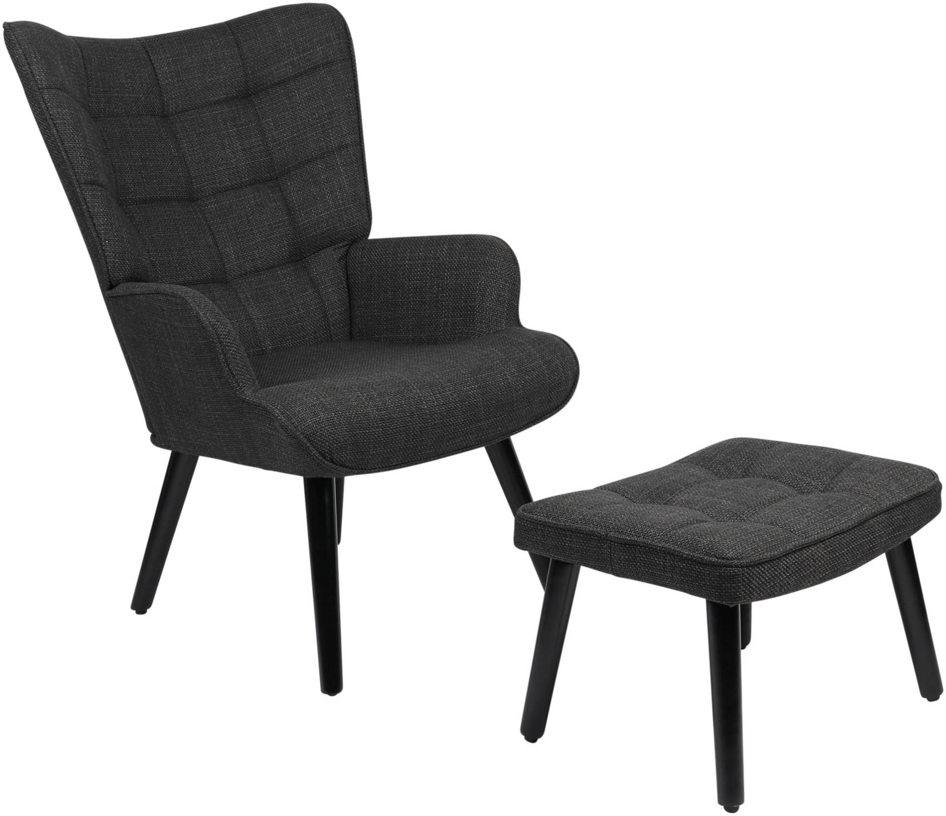 HELA Loungesessel »PAROS«, (Set, 2 St., Sessel mit Hocker), Sessel mit Hocker;Loungesessel;4-Fuss Massiv;Webstoff;Armlehnen von Hela