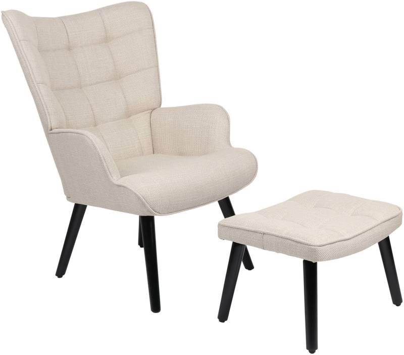 HELA Loungesessel »PAROS«, (Set, 2 St., Sessel mit Hocker), Sessel mit Hocker;Loungesessel;4-Fuss Massiv;Webstoff;Armlehnen von Hela