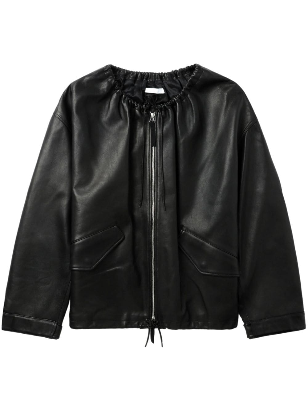 Helmut Lang drawstring-neck leather jacket - Black von Helmut Lang