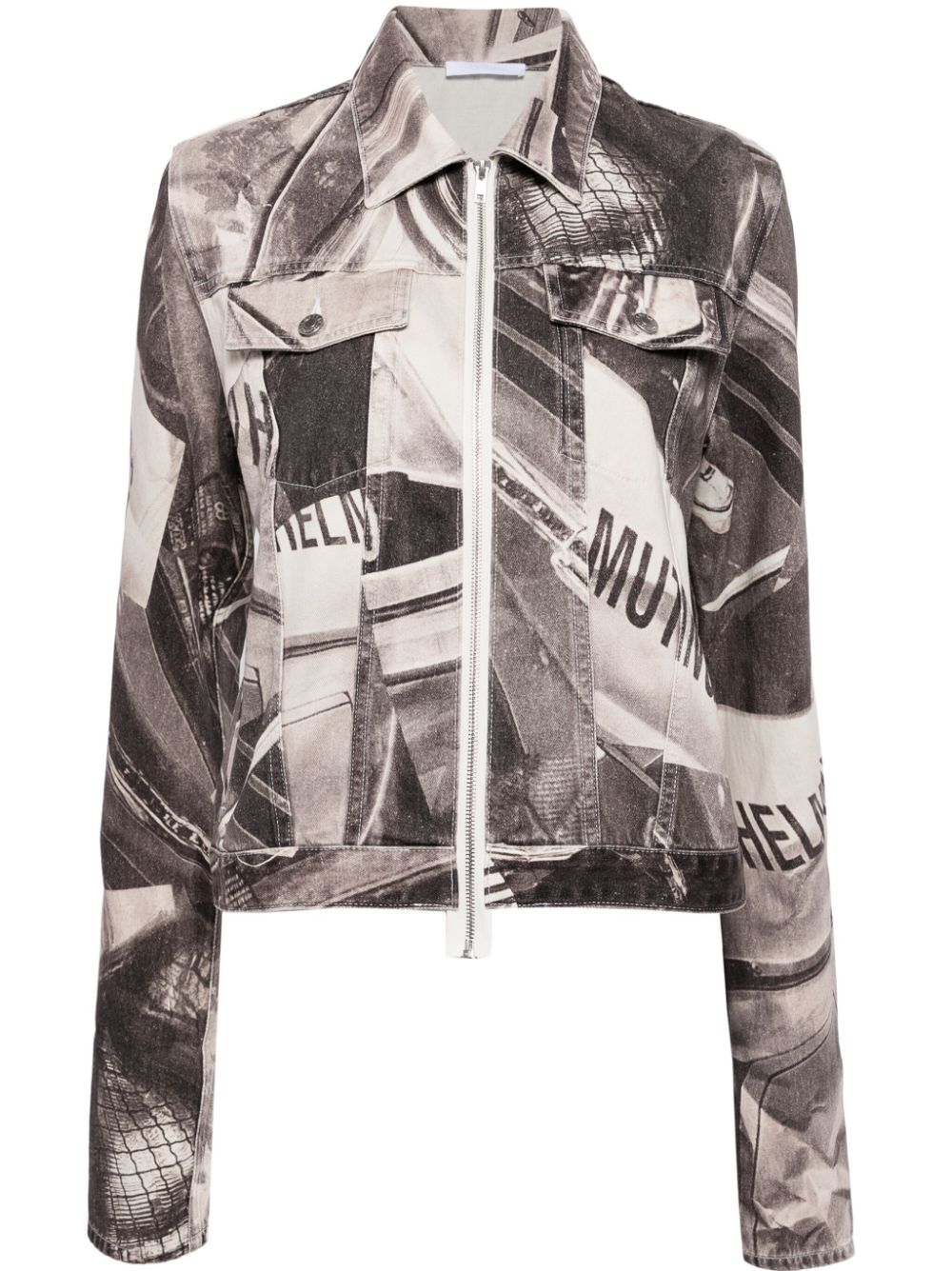 Helmut Lang graphic-print zip-up jacket - Black von Helmut Lang