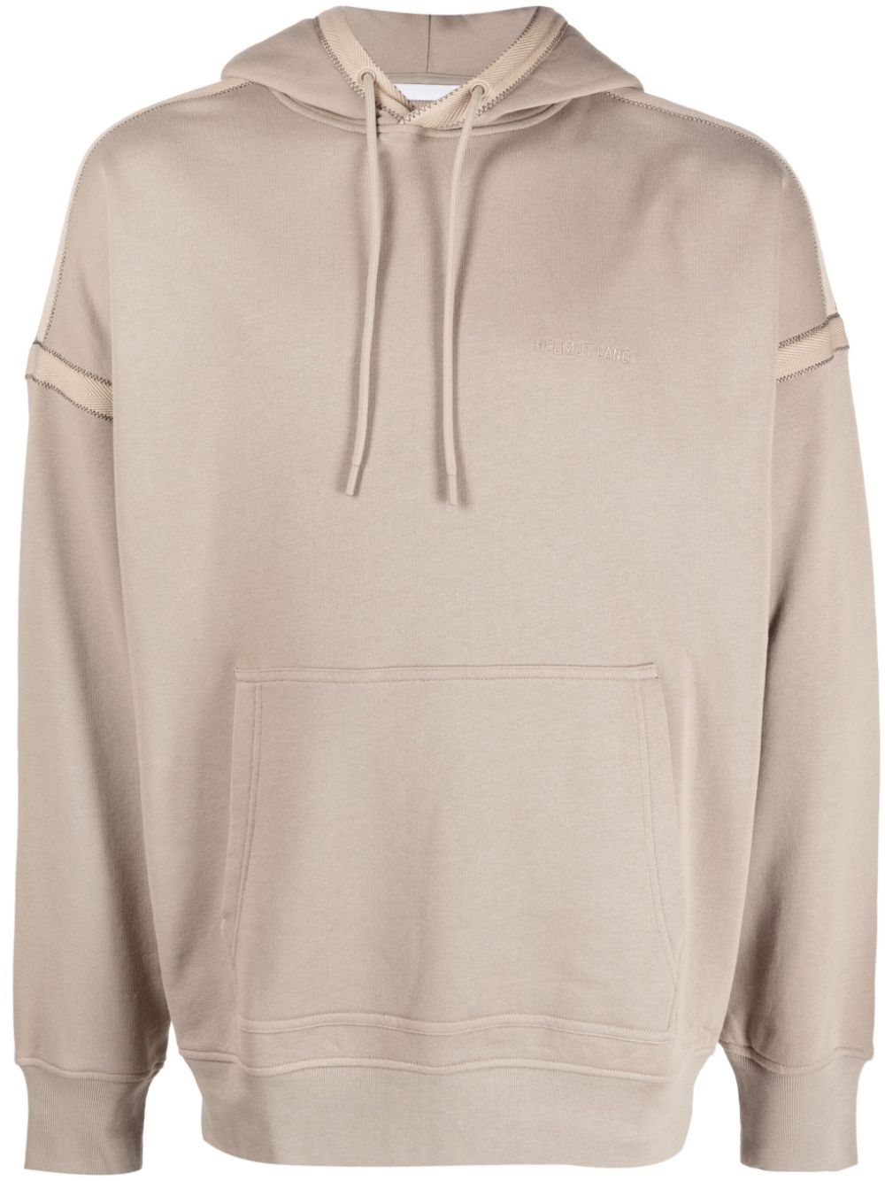 Helmut Lang logo-embroidered cotton hoodie - Neutrals von Helmut Lang