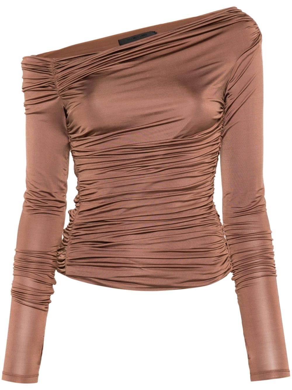 Helmut Lang ruched off-shoulder top - Brown von Helmut Lang