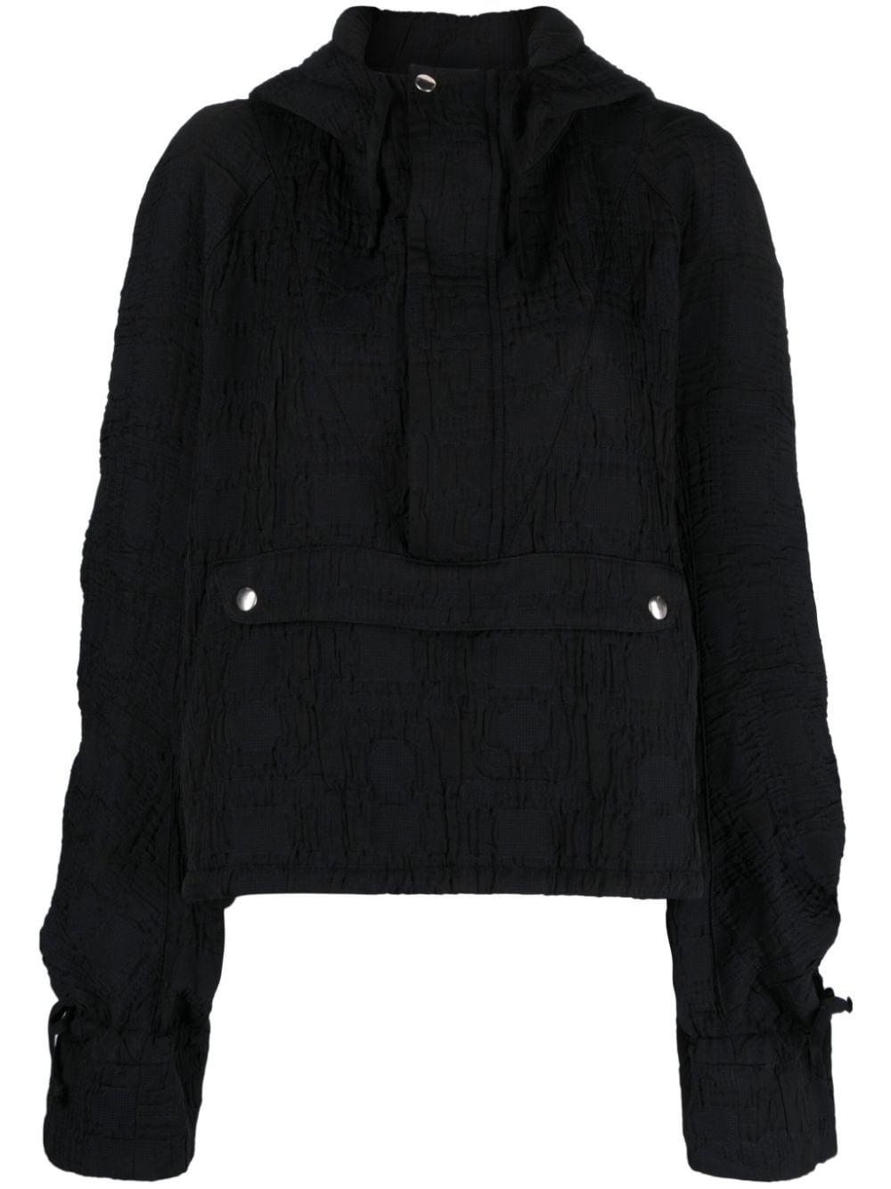 Henrik Vibskov Delivery seersucker hooded jacket - Black von Henrik Vibskov