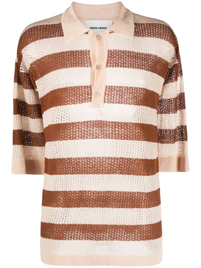 Henrik Vibskov Flax striped polo shirt - Neutrals von Henrik Vibskov