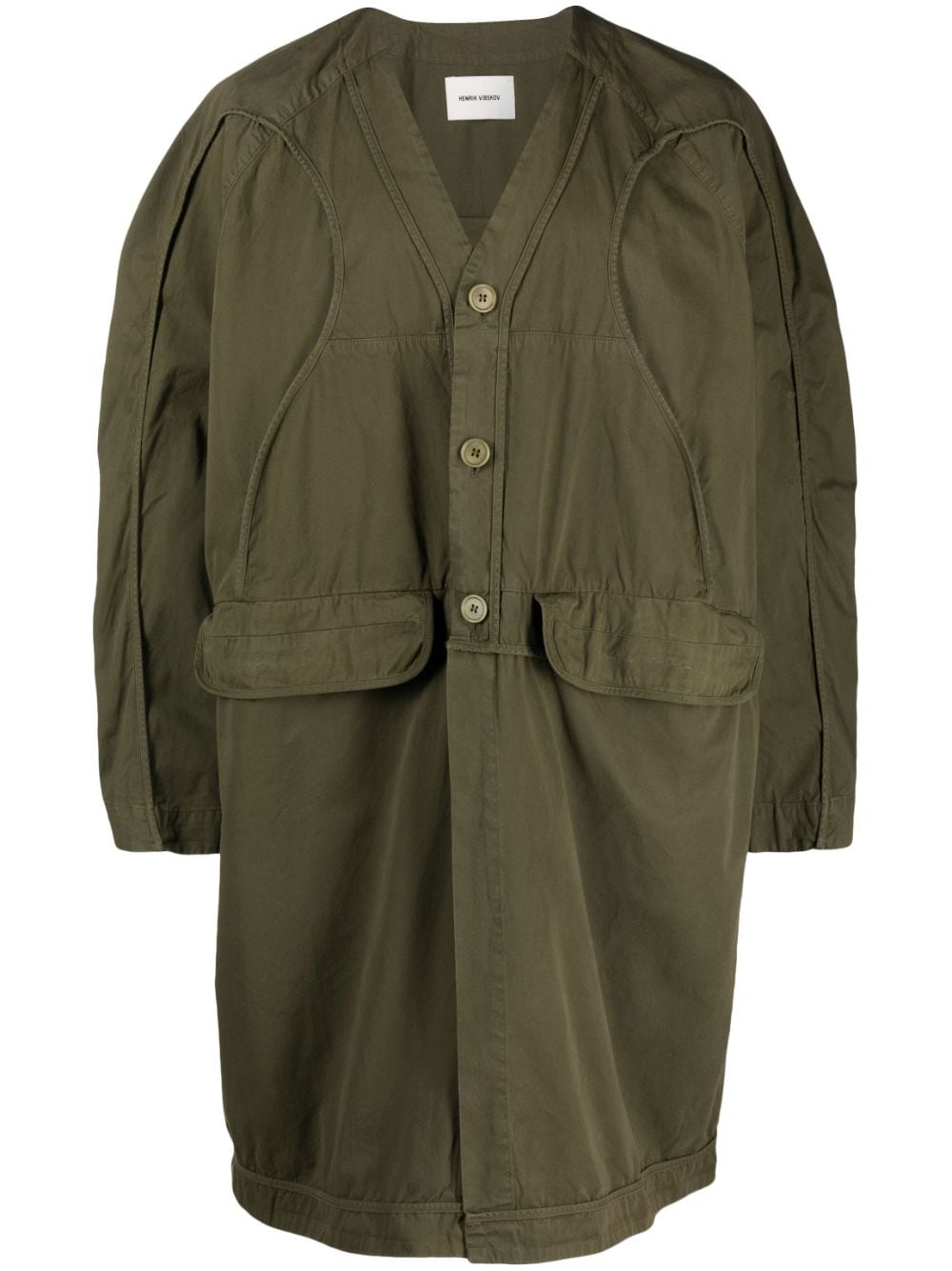 Henrik Vibskov Frank V-neck buttoned coat - Green von Henrik Vibskov