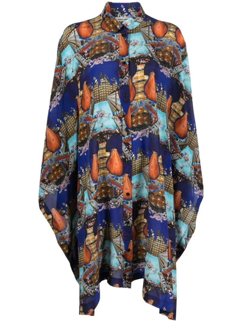 Henrik Vibskov Square boxing-print midi dress - Blue von Henrik Vibskov