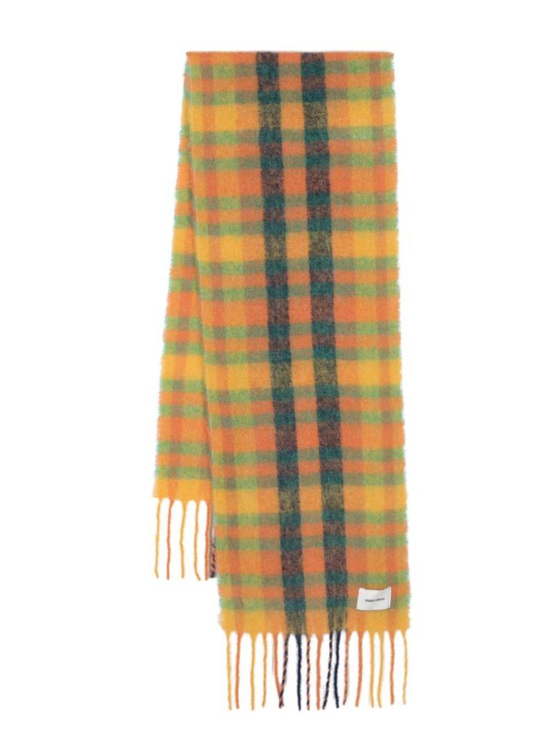 Henrik Vibskov logo-patch checkered wool scarf - Orange von Henrik Vibskov