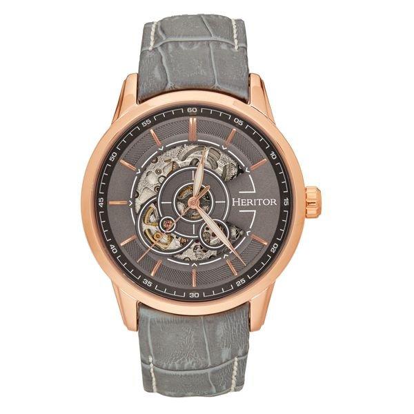 Davies Halbskelett-lederarmbanduhr Herren Grau ONE SIZE von Heritor Automatic