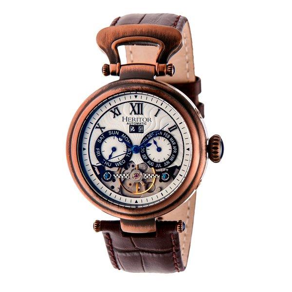 Heritor Automatik Ganzi Halbskelett-lederbanduhr Herren Bronze ONE SIZE von Heritor Automatic