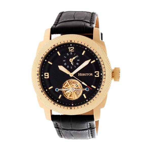 Heritor Automatische Helmsley Halbskelett-lederbanduhr Herren Gelbgold ONE SIZE von Heritor Automatic