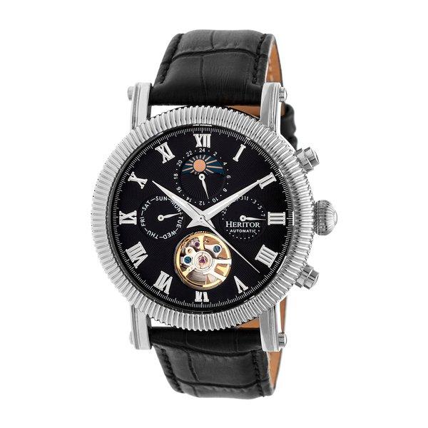 Winston Semi-skelett-lederbanduhr Herren Schwarz ONE SIZE von Heritor Automatic