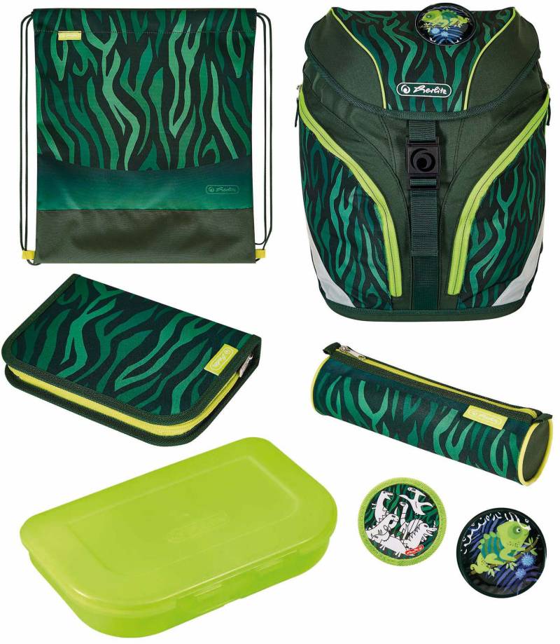 Herlitz Schulrucksack »SoftLight Plus, Jungle«, Reflektoren-Floureszierende Flächen, mit 2 abnehmbaren Applikationen von Herlitz