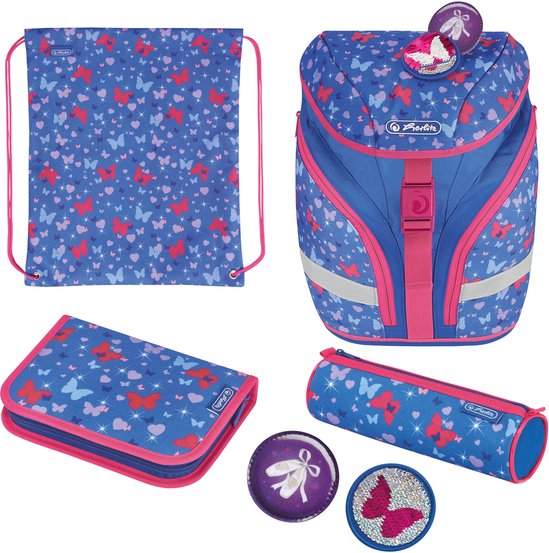 Herlitz Schulrucksack »SoftLight Plus Butterfly«, Reflektoren-Floureszierende Flächen von Herlitz