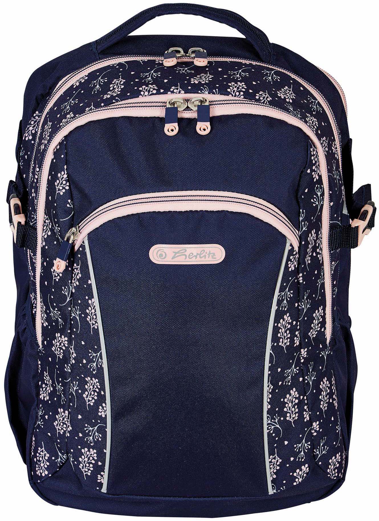 Herlitz Schulrucksack »Ultimate, Blossom«, Floureszierende Flächen-reflektierende Streifen auf den Schultergurten von Herlitz