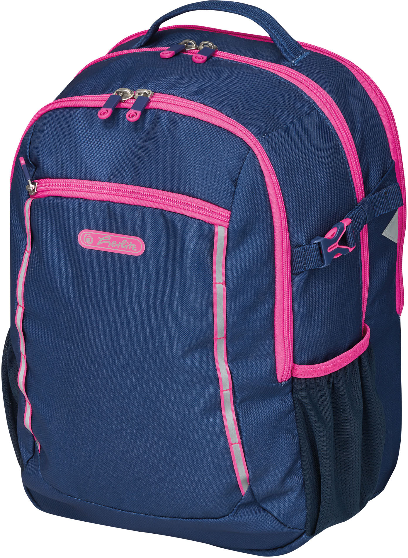 Herlitz Schulrucksack »Ultimate, navy«, Floureszierende Flächen-reflektierende Streifen auf den Schultergurten von Herlitz