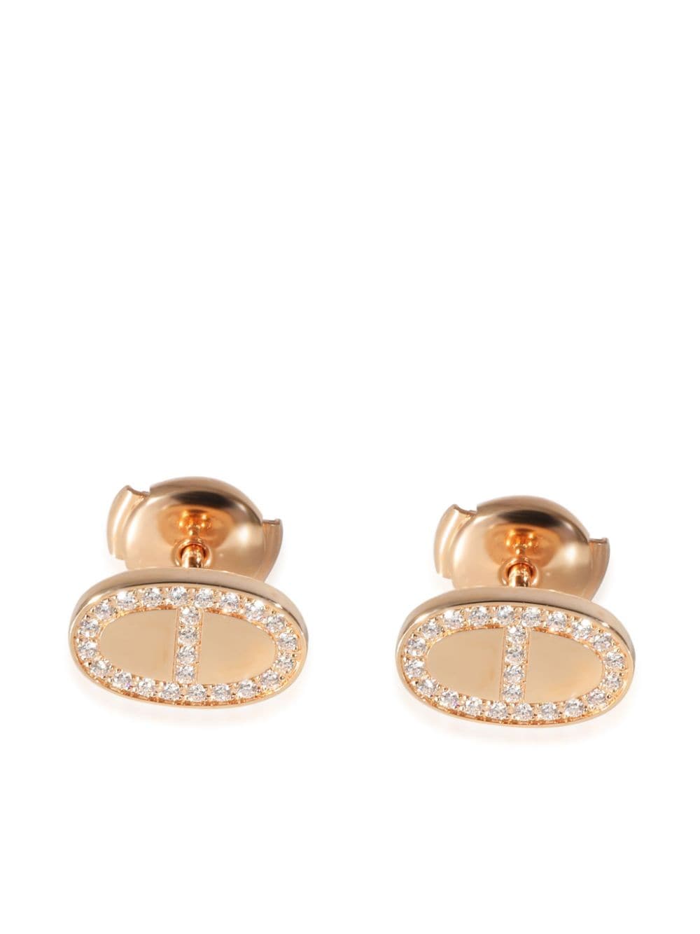 Hermès Pre-Owned 18kt rose gold Chaine D'Ancre diamond earrings - Pink von Hermès Pre-Owned