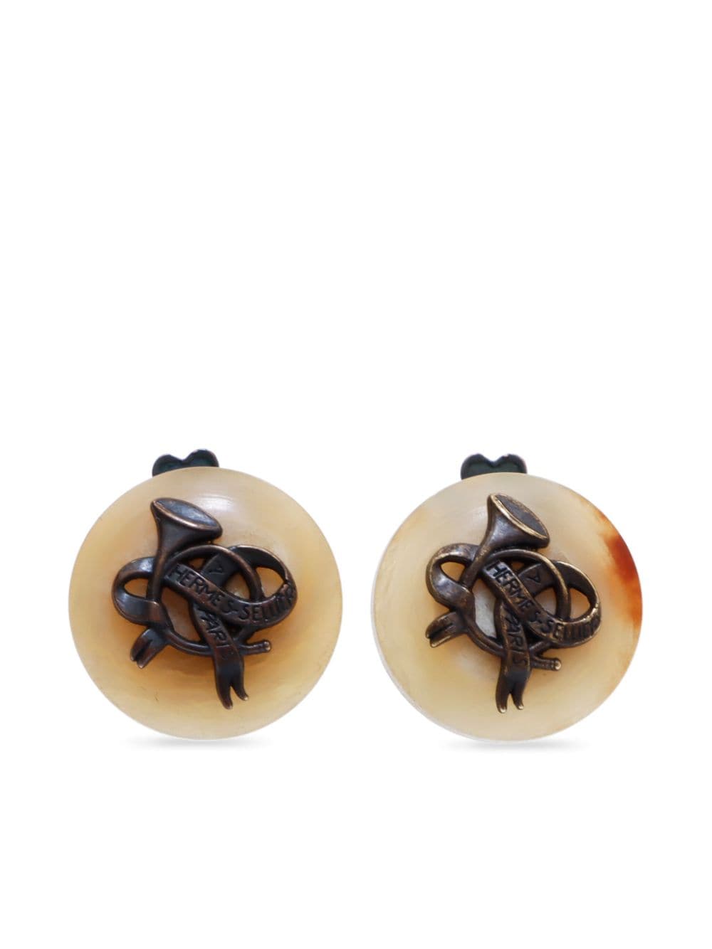 Hermès Pre-Owned Icon-motif clip-on earrings - Neutrals von Hermès Pre-Owned
