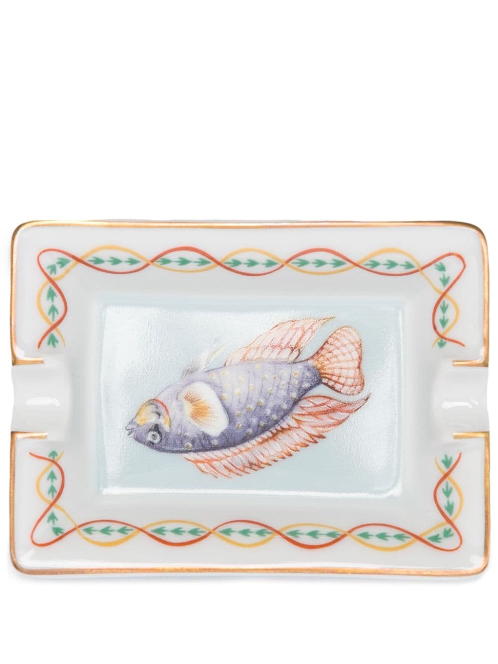 Hermès Pre-Owned 1980s small fish-print porcelain ashtray (7.8cm x 5.8cm) - White von Hermès Pre-Owned