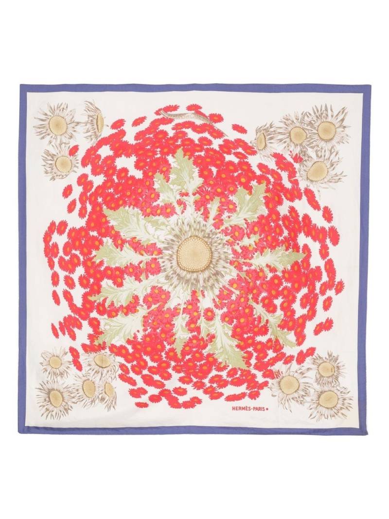 Hermès Pre-Owned 1985 Fleurs et Carlines silk scarf - White von Hermès Pre-Owned