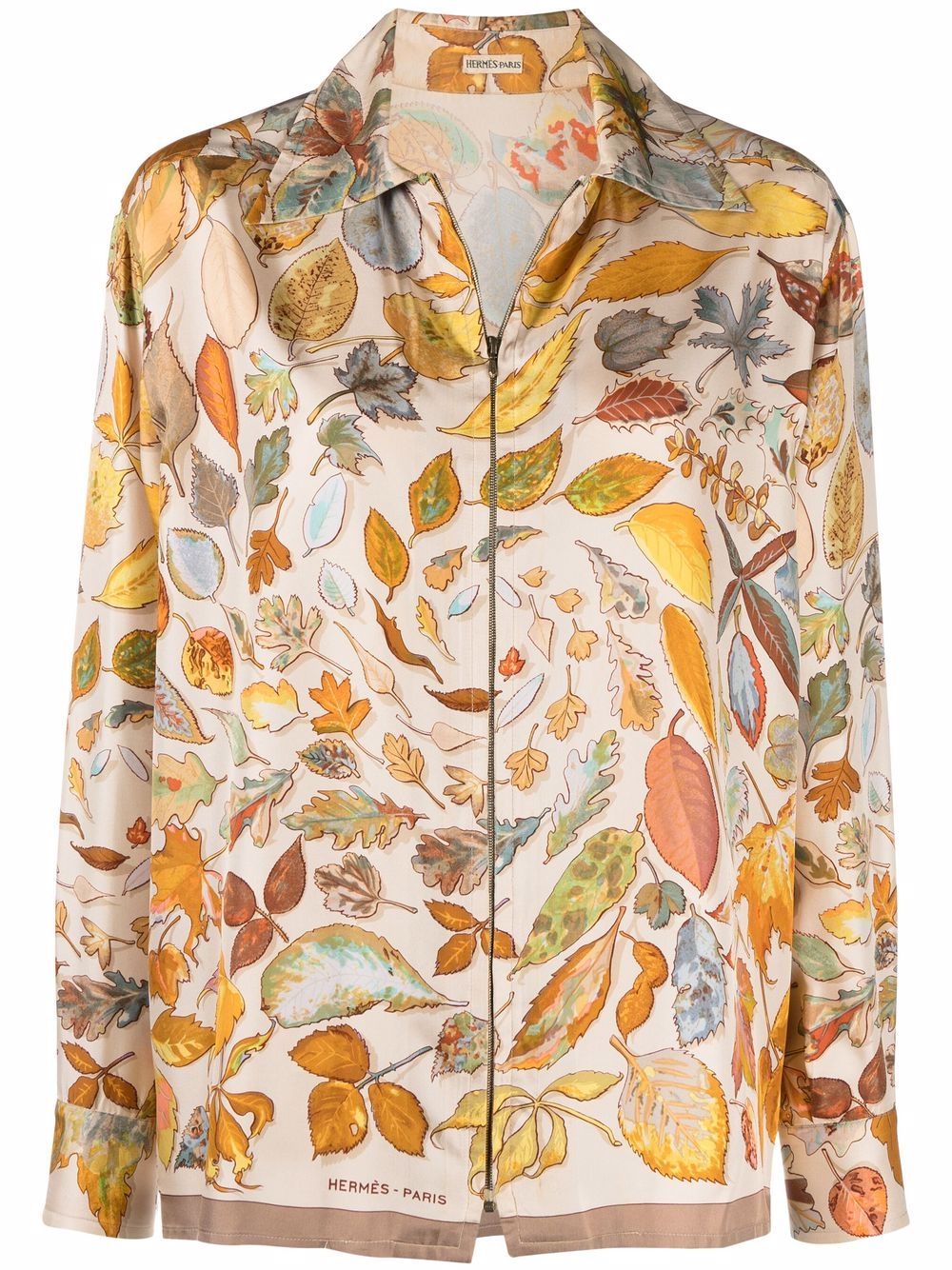 Hermès Pre-Owned 1990s leaves print silk shirt - Neutrals von Hermès Pre-Owned