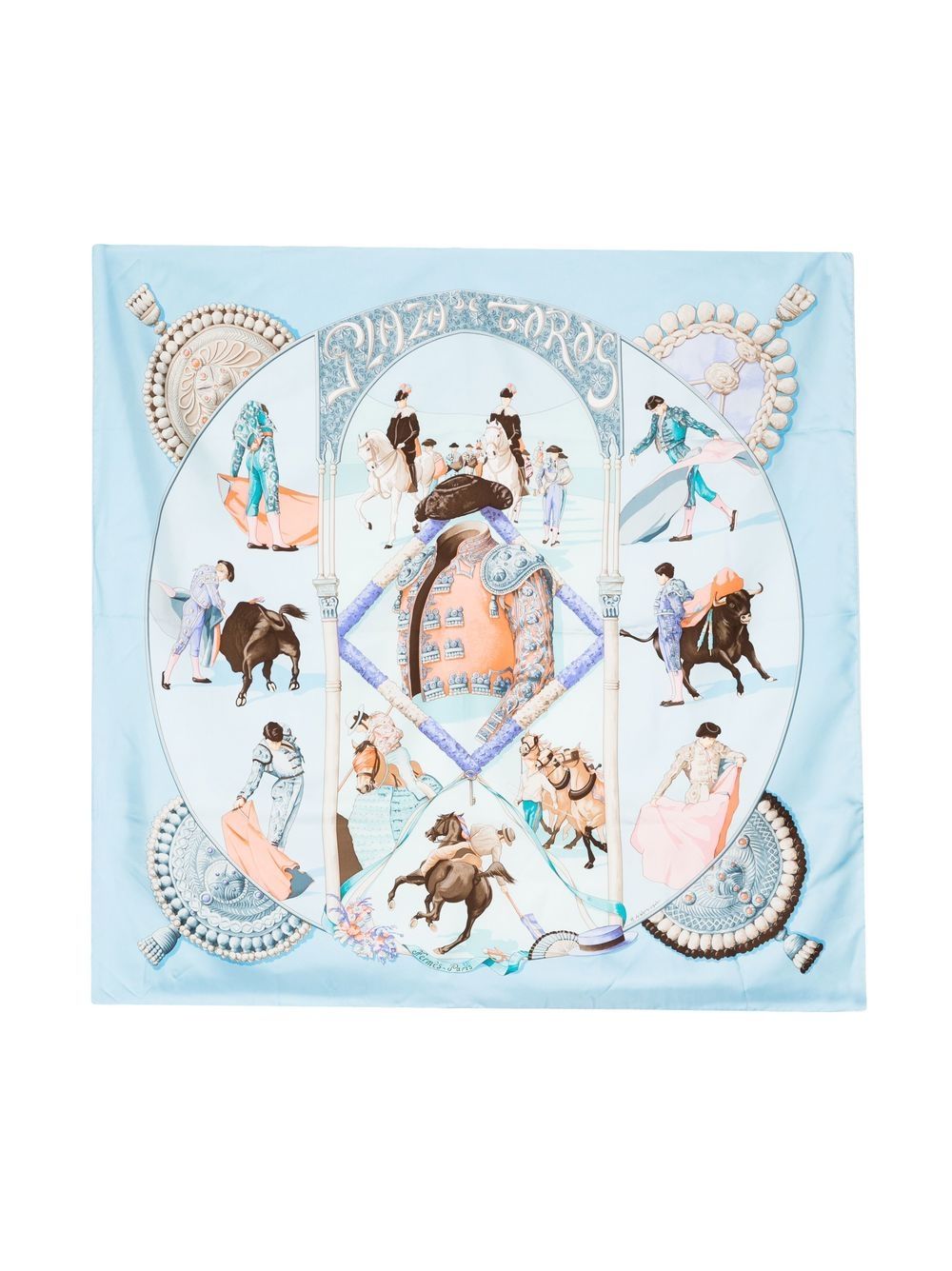 Hermès Pre-Owned Plaza de Toros silk scarf - Blue von Hermès Pre-Owned